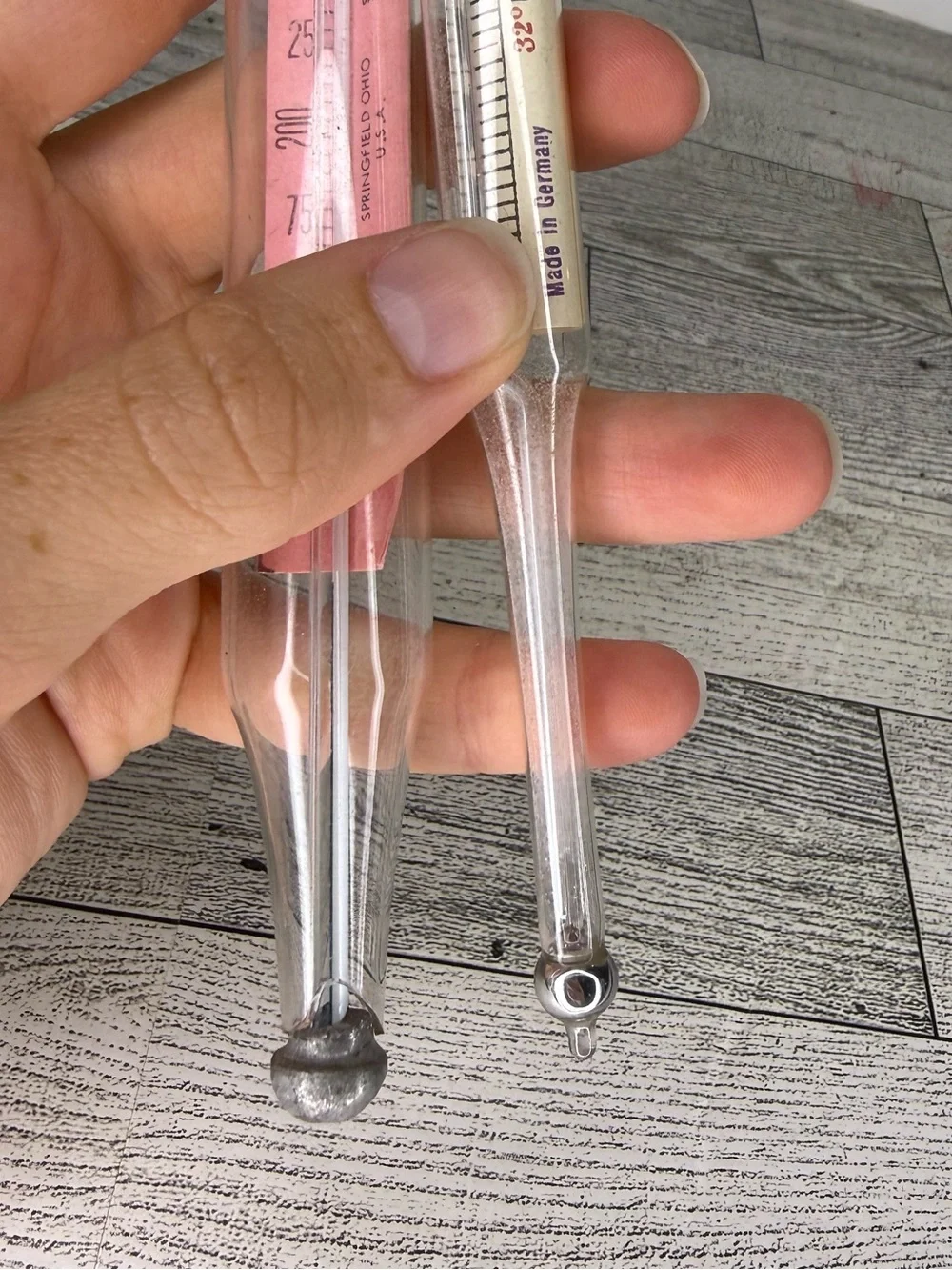 vintage glass candy thermometers